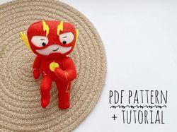 The Flash doll PDF pattern Marvel doll pattern Superhero baby nursery Sewing felt pattern Avengers dolls pattern