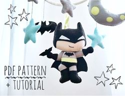 Batman PDF pattern  Superheroes doll pattern Batman baby nursery Sewing felt pattern Marvel dolls pattern