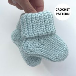 Crochet baby socks pattern beginner, warm winter socks newborn baby girl boy unisex 3 sizes up newborn to 12 months