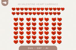Heart earrings svg, Valentines Day earrings svg laser files