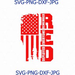 RED Friday, Remember Everyone Deployed Military, American Flag Distressed, Vintage, Silhouette, SVG