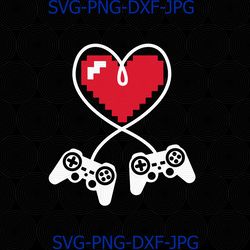 Valentines Day Video Game Controller Heart, Valentines Day heart svg, Funny Gamer SVG, PNG Silhouette, Cutting File, Png