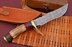 HANDMADE HUNTING KNIFE Outdoor Tactical Survival Kit Camping Fixed Blade Knife, Damascus Knife, Personalized Knife