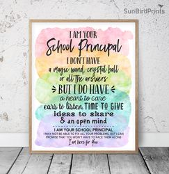 I Am Your School Principal Printable Wall Art, Rainbow Office Decor, Door Office Sign Printable, Classroom Posters