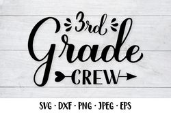 3rd Grade Crew calligraphy lettering. First day of school SVG