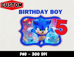 Sonic Personalized Birthday, Sonic custom, Sonic Personalized png, Digital Download C42