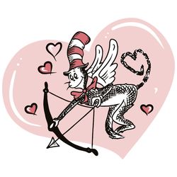 Valentines Day Dr Seuss Cat In The Hat SVG, Valentine Svg, Cupid Svg, Cat In The Hat Svg Digital Download