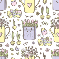 EASTER PACKAGE With Flowers Seamless Pattern Vector Illustration