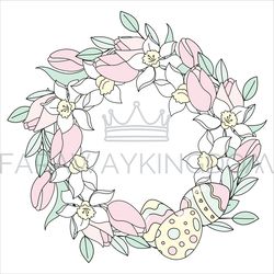 EASTER WREATH Great Religious Holiday Vector Illustration Set