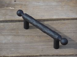 Hand forged drawer pull 3'', wrought iron, cabinet cupboard wardrobe door hardware