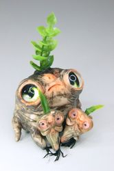 Art doll Mandrake mom and kids. Cute art toy