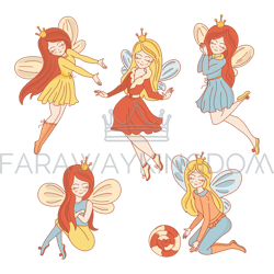 FAIRY CHARACTERS Cartoon Princess Vector Illustration Set