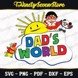 Customizable Dad's World Design for invitations, kid birthday gift, Birthday Svg, Cartoon, Custom name Svg, Png, Dxf
