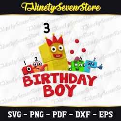 Number blocks characters 1-5 svg, Birthday Boy svg, Birthday Svg, Cartoon, Custom name Svg, Png, Dxf