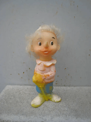 Buratino with golden key rubber doll USSR, Burattini, Soviet vintage toy Pinocchio