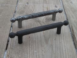 Hand forged drawer pull (type 2), 96 mm, 3.75 in, wrought iron, cabinet cupboard wardrobe kitchen dresser hardware