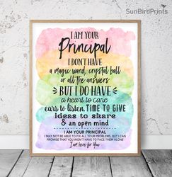 I Am Your Principal Printable Wall Art, Rainbow Office Decor, Door Sign Printable, Classroom Posters, I Am Here For You