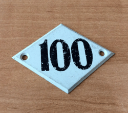 Rhomb address door number plate 100  - vintage apartment sign plate USSR
