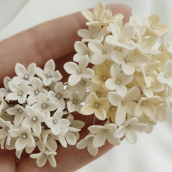 Set of  Bridal floral hair pins for minimalism wedding hair piece | Tiny white bridal flowers Babys Breath Hair Wedding