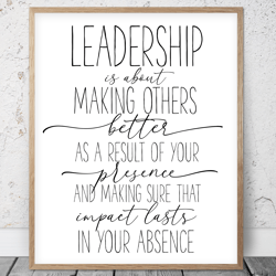Leadership Is About Making Others Better, Printable Wall Art, Inspirational Quotes, Classroom Posters, School Office Art