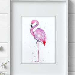 Flamingo painting original bird watercolor 8x11 inch bird painting, watercolor birds art by Anne Gorywine