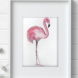 Flamingo original birds watercolor, bird painting flamingo watercolor art by Anne Gorywine