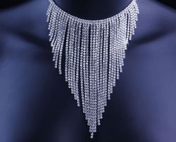 Shiny Womens Statement Necklace Rhinestone Tassel Collar rhine stone Crystal necklace for women wedding