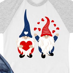 Two Gnomes with hearts Valentines day Svg Digital downloads