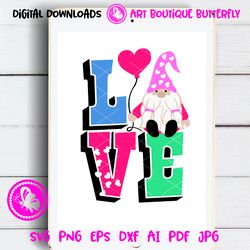Love svg Gnome Valentine Digital downloads files