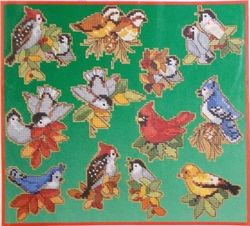 Forest Birds Ornaments Vintage cross stitch pattern PDF Christmas Designs embroidery