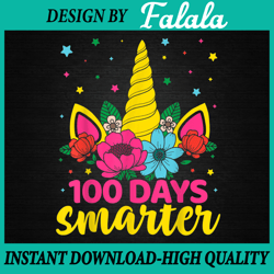 100 Days Smarter Unicorn Png, 100th Day of School Png, Unicorn School Png, 100 Days Of School Png, Digital download