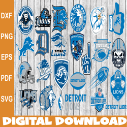 Bundle 24 Files Detroit Lions Football team Svg, Detroit Lions Svg, NFL Teams svg, NFL Svg, Png, Dxf, Eps