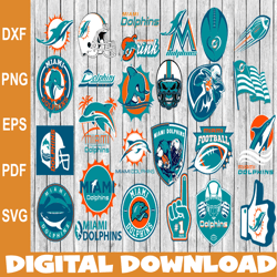 Bundle 26 Files Miami Dolphins Football team Svg, Miami Dolphins Svg, NFL Teams svg, NFL Svg, Png, Dxf, Eps