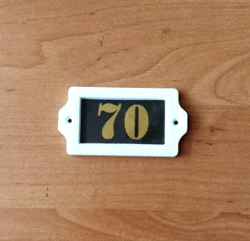 Rectangular apartment door number sign 70 plastic address plate vintage