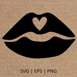 Lips SVG | Valentines Day SVG | Kiss Svg | Lips and Heart Svg | Valentine PNG | Cricut Svg File Digital Download | 021