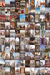 100 PCS Paris wall collage kit DIGITAL DOWNLOAD | Paris aesthetic Photo Collage Kit, Photo Wall Collage Set 4x6