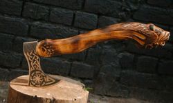 Custom Handmade Carbon steel Viking Axe monogram axe - Battle Axe, Hand Forged Axe, Throwing Axe, Fantasy Axe