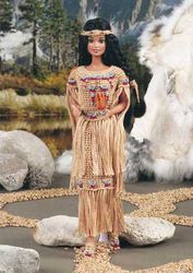 Vintage Crochet Pattern PDF, Barbie Clothes Autumn Shalee Dress PDF Instant Digital  Native American Skirt Top Moccasins