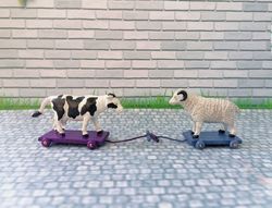 animals on the cart. doll toy. scale 1:12.