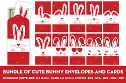 Bundle of cute bunny envelopes and cards