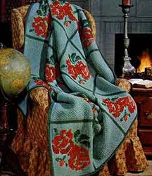 Vintage Crochet Pattern PDF, Vintage Crochet Pattern-70's Bed of Roses Afghan Blanklet Boho Bohemian Home Decor pdf file