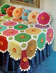 Vintage Crochet Pattern PDF, Blanket Colorful Motif Throw, Colorful Octagon Afghan Pattern, Afghan Crochet Pattern
