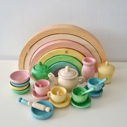 Wooden tea set Montessori Baby Toys Play kitchen Baby gift Wood toy Toy for Toddlers