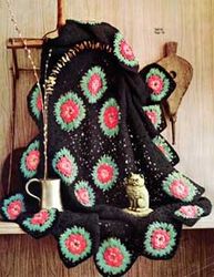Vintage Crochet Pattern PDF, Crochet Roses Afghan Vintage Retro Style Pattern Design PDF Instant Download DIY Pattern