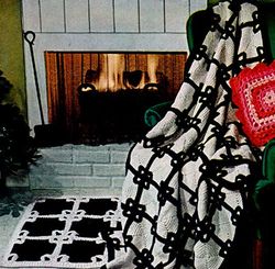 Vintage Crochet Pattern PDF, Vintage Crochet Pattern Black and White Tie Afghan Throw Blanket, Digital Download