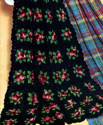 Vintage Crochet Pattern PDF, Granny Squares Crochet Pattern to make a Rose Flower Blossom & Leaves Hexagon Motif Afghan