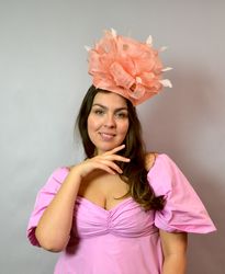 pink fascinator, pink fascinator hat, pink derby hat, derby hat for women