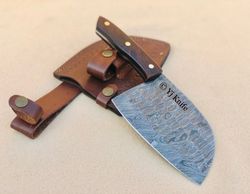 Custom Hand Forged, Damascus Steel 10 Inches Cleaver Knife, Chef Chopper, Edc Knife, Kitchen Knife With sheath