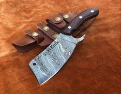 Custom Hand Forged, Damascus Steel 11 Inches Cleaver Knife, Chef Chopper, Edc Knife, Kitchen Knife With sheath