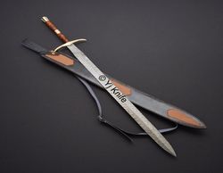 Custom Hand Forged, Damascus Steel Functional Sword 36 inches, Sage Sword, Swords Battle Ready, With Sheath